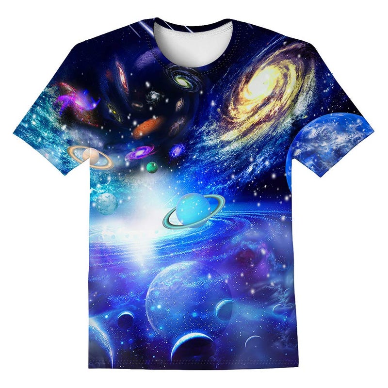 LAIDIPAS Boys Shirts Unisex 3D Kids T-Shirts Space Galaxy Graphic Tees for Girls 6-8 Years - Image 1